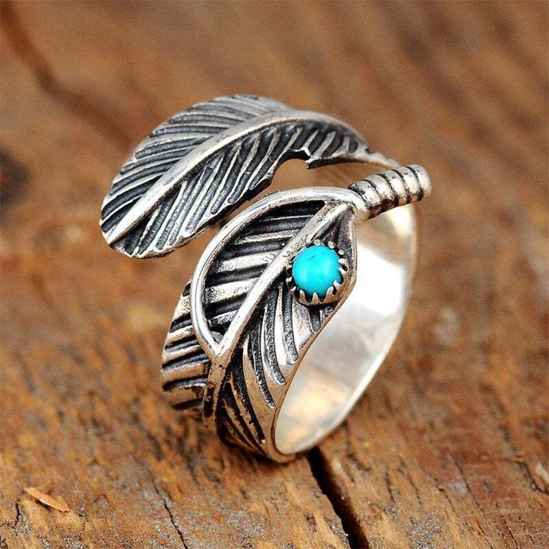 Bague Ajustable Plume Turquoise