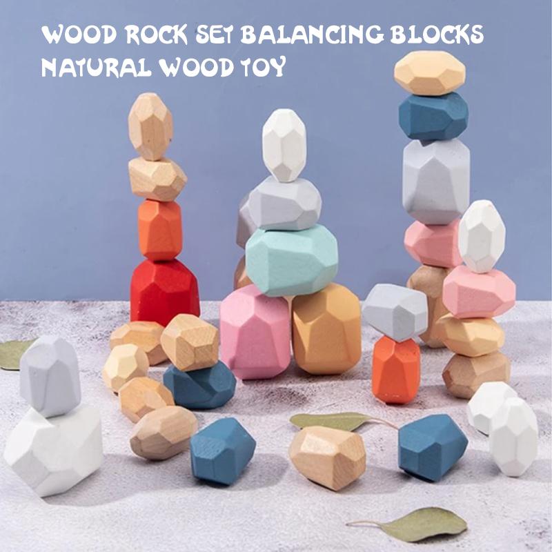 Wood Rock Set Balancing Blocks Jouet en bois naturel