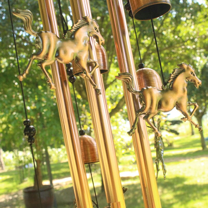 Carillon éolien cheval en bronze rétro